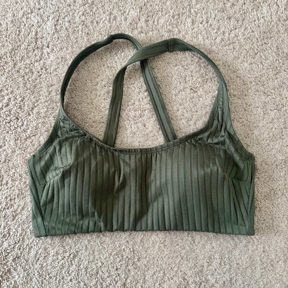 S3 Swim Bikini Top Sculpting Ribbed Scoopneck Crossback Eucalyptus Large